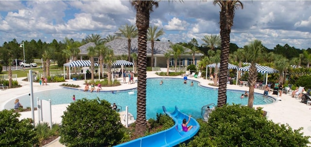 view of pool featuring a patio area