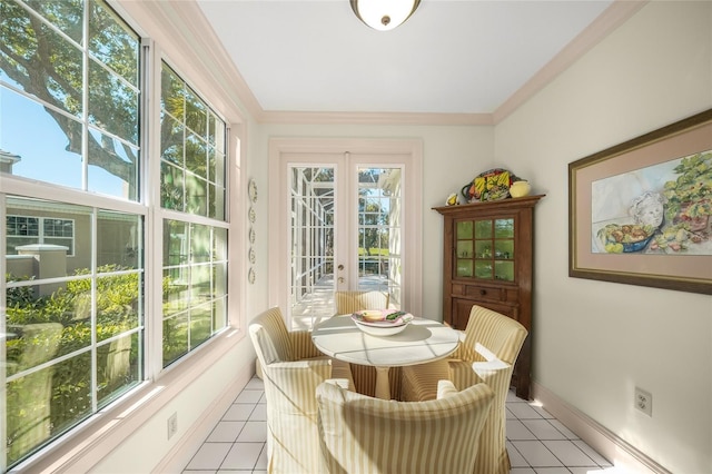 sunroom featuring french doors