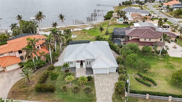 bird's eye view featuring a water view