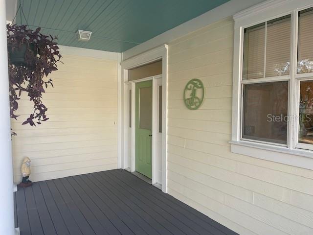 wooden deck with covered porch