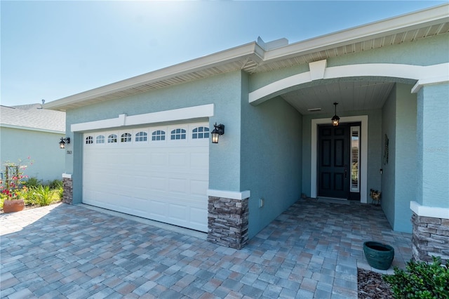 entrance to property with a garage