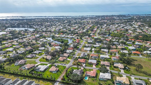 bird's eye view featuring a water view