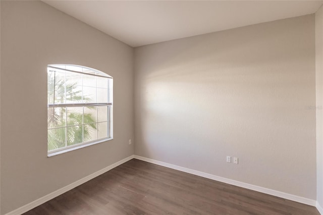 spare room with dark hardwood / wood-style floors and a wealth of natural light