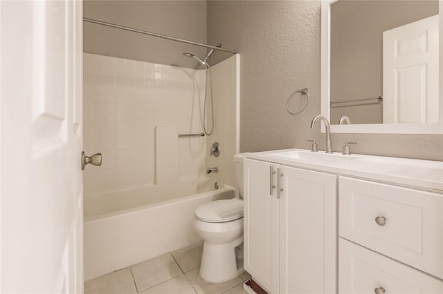 full bathroom featuring tile patterned floors, vanity, shower / bathing tub combination, and toilet