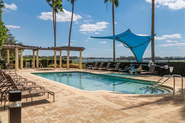 view of pool with a patio area and a pergola