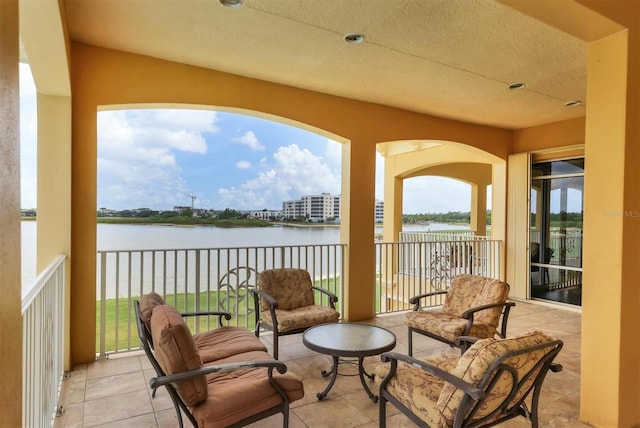balcony with a water view