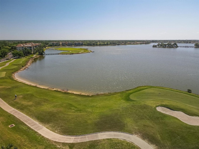 aerial view of a nearby body of water and a golf club