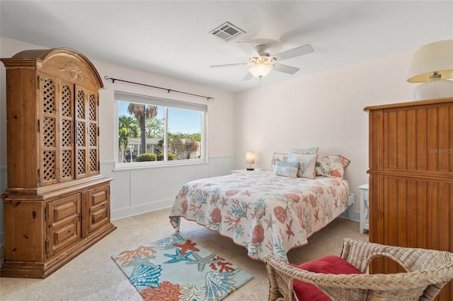 bedroom featuring ceiling fan