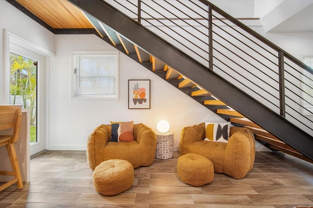 staircase with plenty of natural light