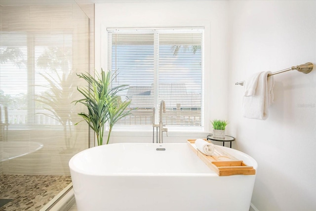 bathroom featuring plenty of natural light and a bath