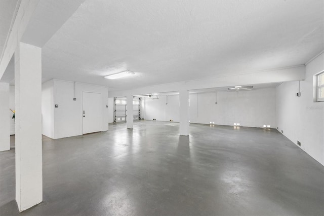 garage with ceiling fan