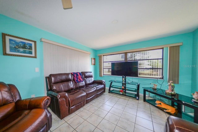 view of tiled living room