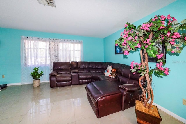 view of tiled living room