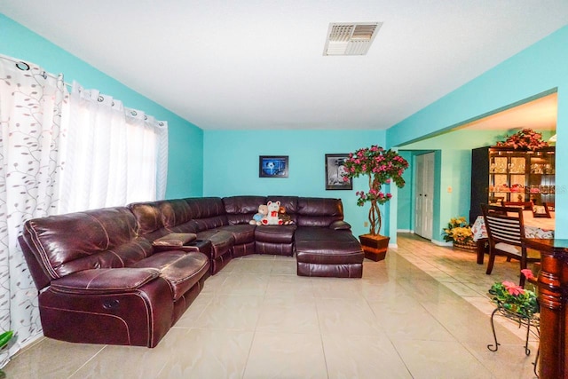 view of tiled living room