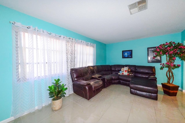 view of tiled living room