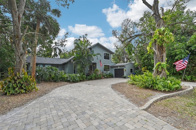 view of front of house with a garage