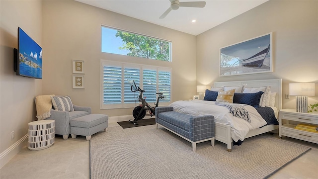 bedroom featuring ceiling fan