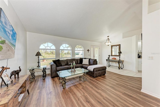 living room featuring light wood-type flooring