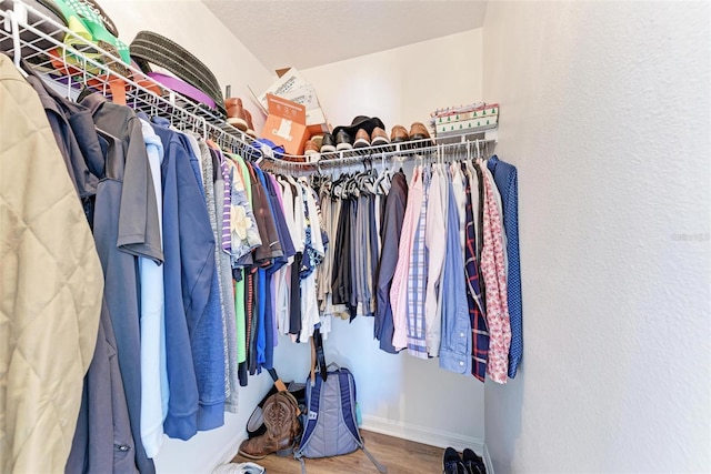 walk in closet featuring hardwood / wood-style floors