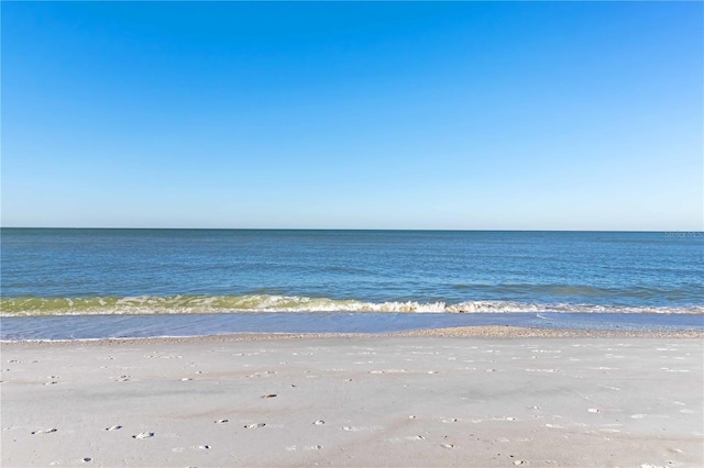 view of water feature featuring a beach view