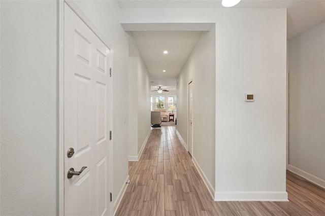 hall featuring light wood-type flooring