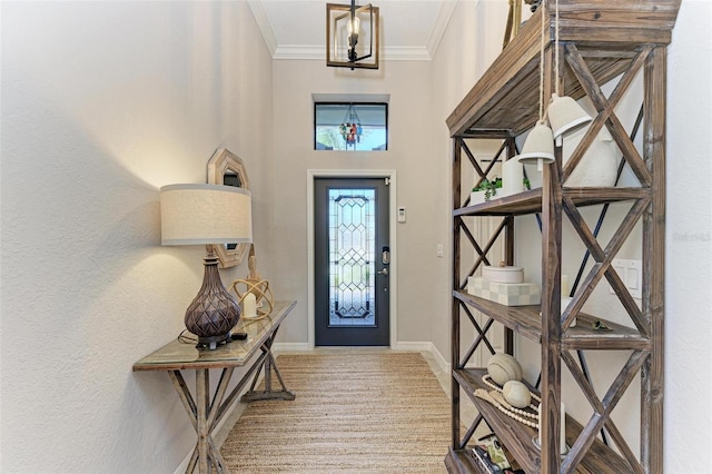 foyer entrance with ornamental molding