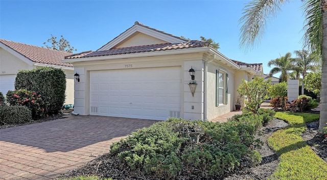 exterior space with a garage