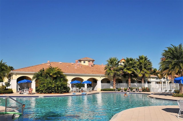 view of pool featuring a patio area