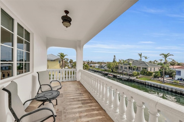 balcony with a water view