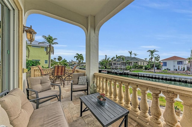 balcony with a water view