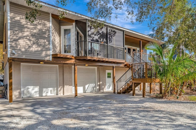 exterior space with a garage