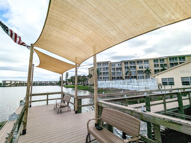 view of dock featuring a water view