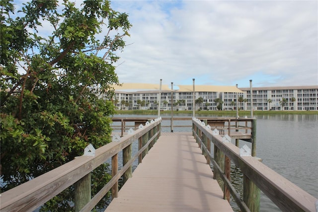 view of dock featuring a water view