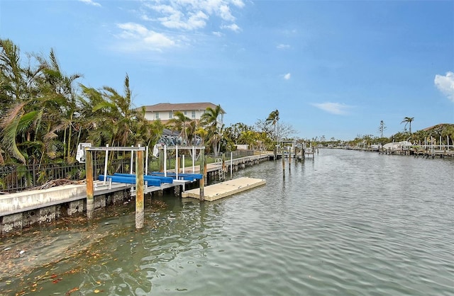 view of dock featuring a water view