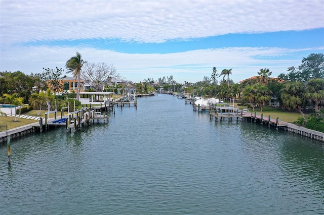 water view with a boat dock