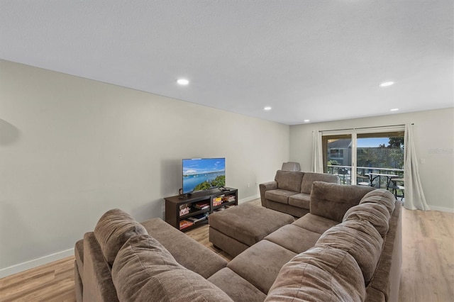 living room with light wood-type flooring