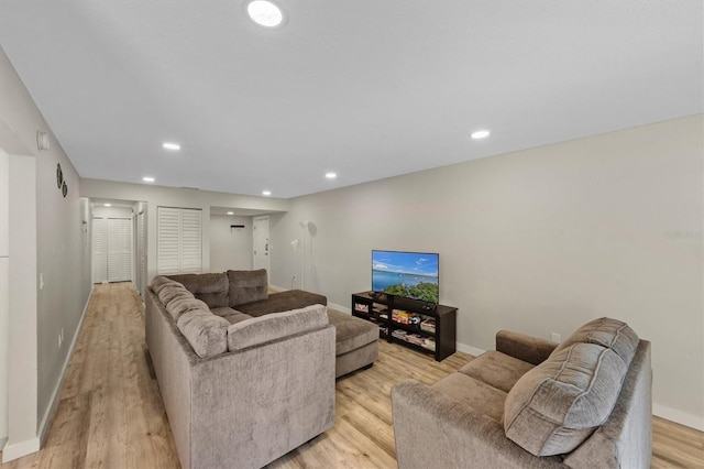 living room featuring light hardwood / wood-style floors