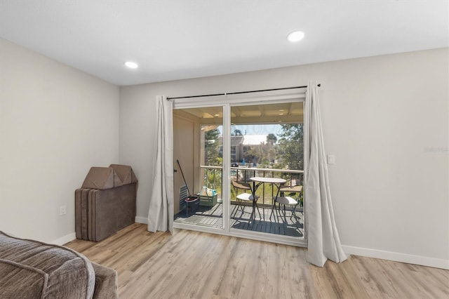 doorway featuring light hardwood / wood-style flooring