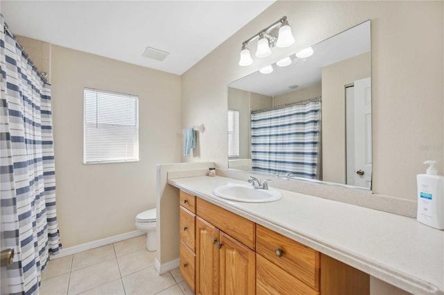 bathroom featuring tile patterned floors, toilet, and vanity