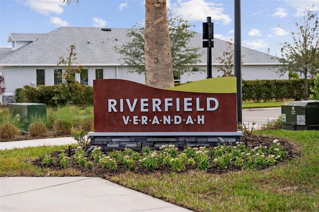 view of community sign