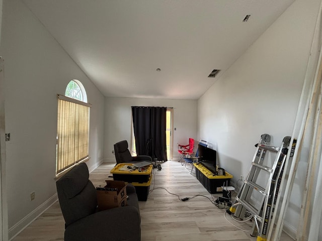 living room with light wood-type flooring