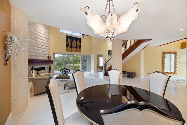 dining area featuring a chandelier