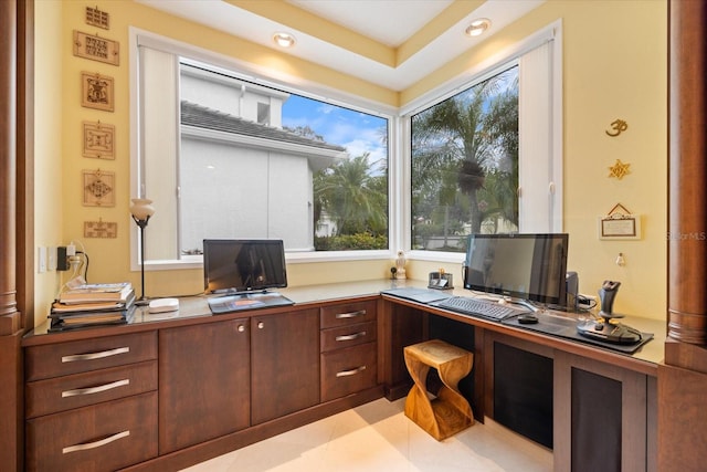 view of tiled home office