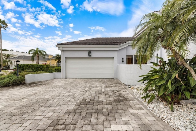 exterior space featuring a garage