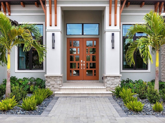 doorway to property with french doors