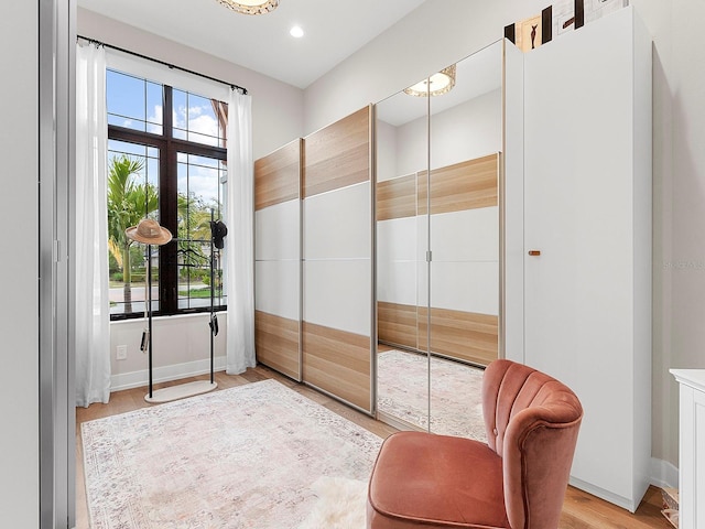 interior space with light hardwood / wood-style flooring