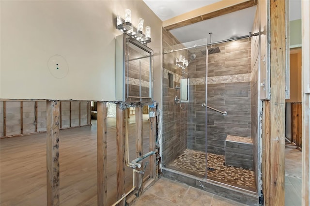 bathroom featuring walk in shower