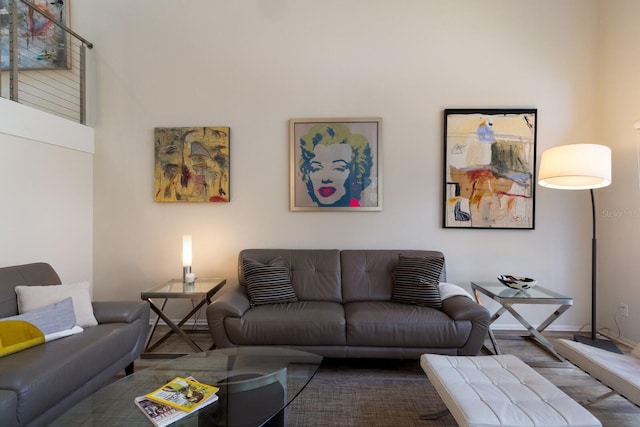 living room with wood-type flooring