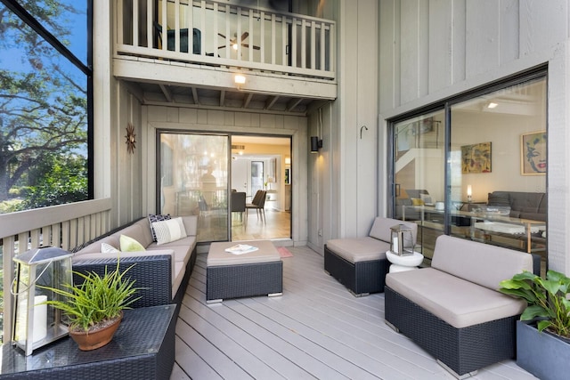 deck featuring an outdoor living space