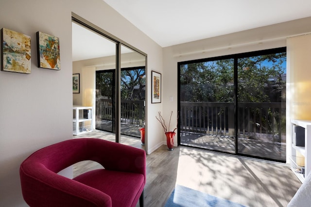 interior space with light hardwood / wood-style floors